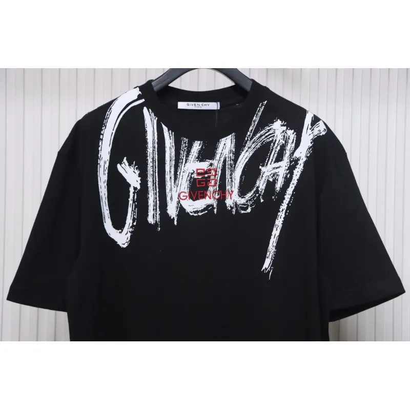 Givenchy Graffiti Letters Embroidered Logo Short Sleeve T-Shirt black