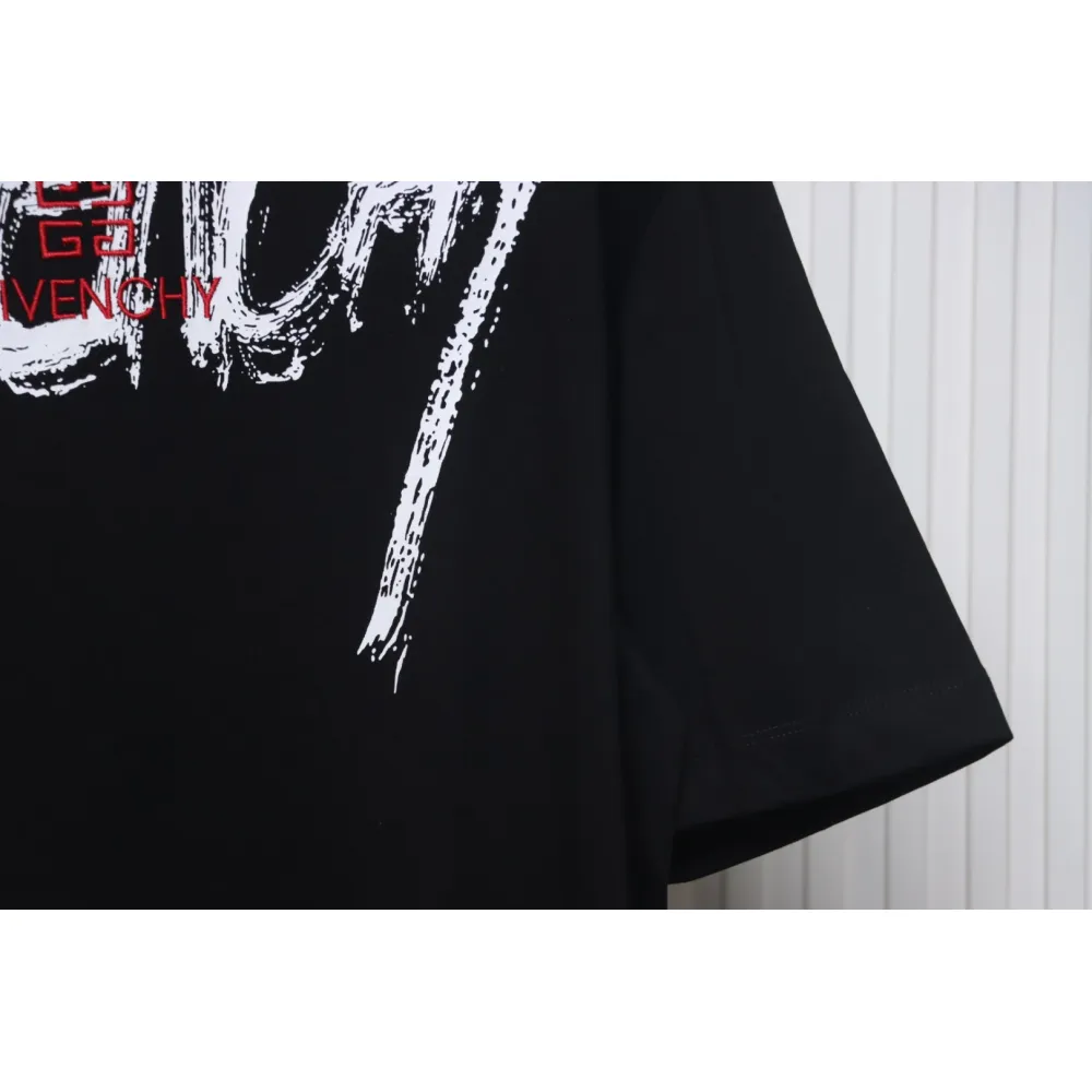Givenchy Graffiti Letters Embroidered Logo Short Sleeve T-Shirt black