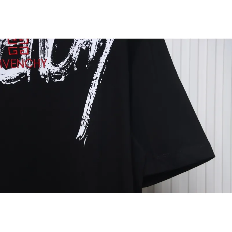 Givenchy Graffiti Letters Embroidered Logo Short Sleeve T-Shirt black