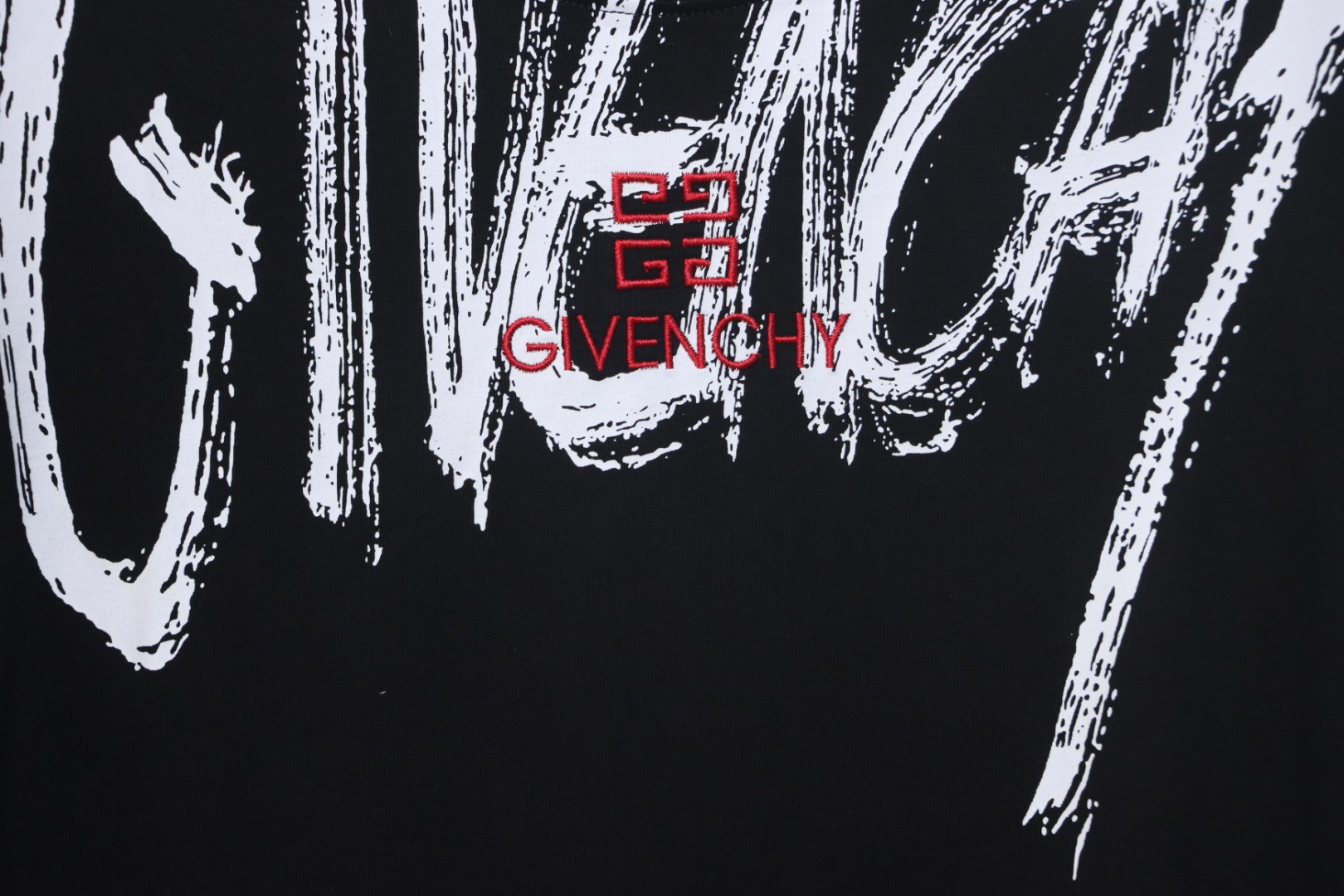 Givenchy Graffiti Letters Embroidered Logo Short Sleeve T-Shirt black