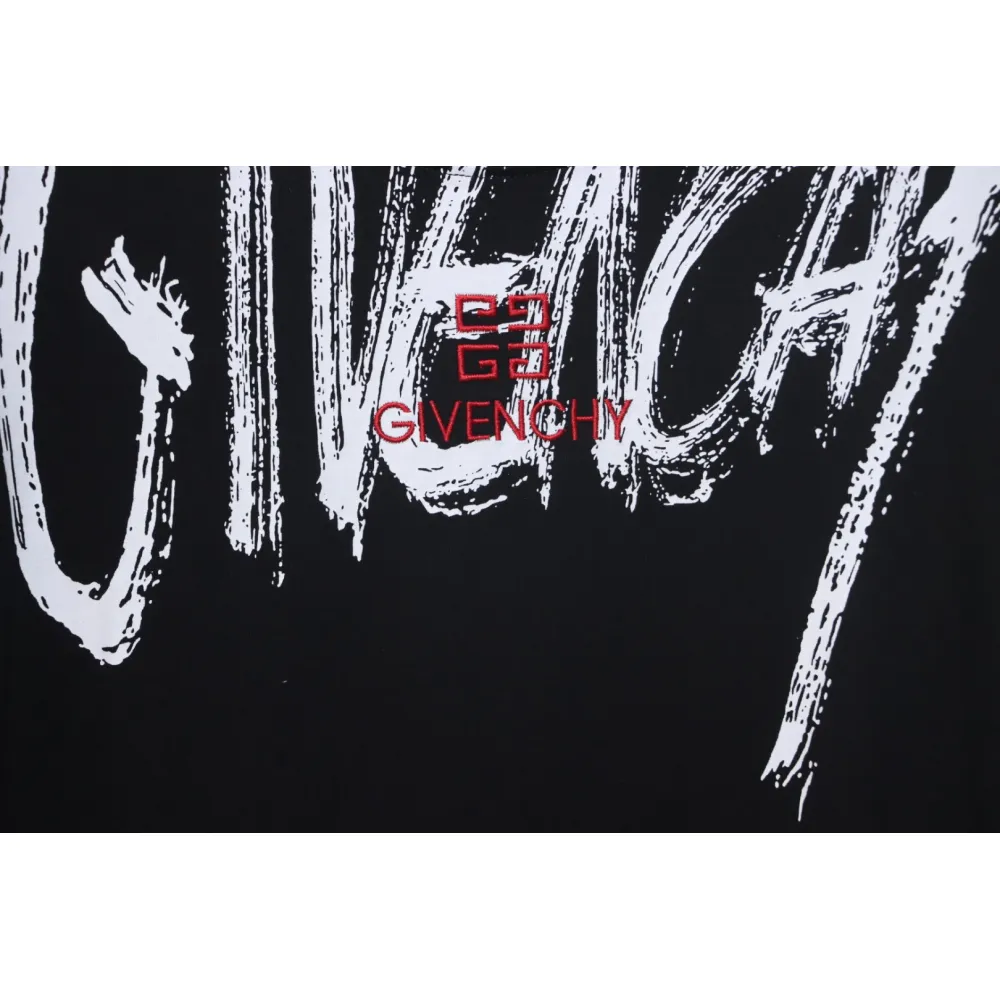 Givenchy Graffiti Letters Embroidered Logo Short Sleeve T-Shirt black