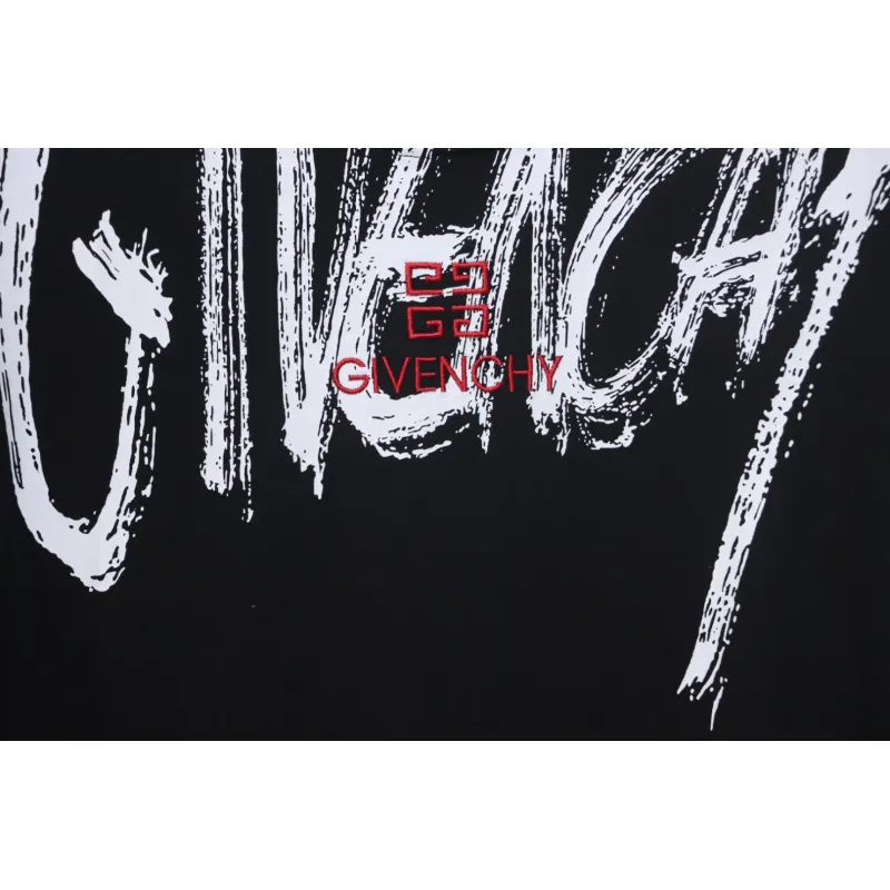 Givenchy Graffiti Letters Embroidered Logo Short Sleeve T-Shirt black