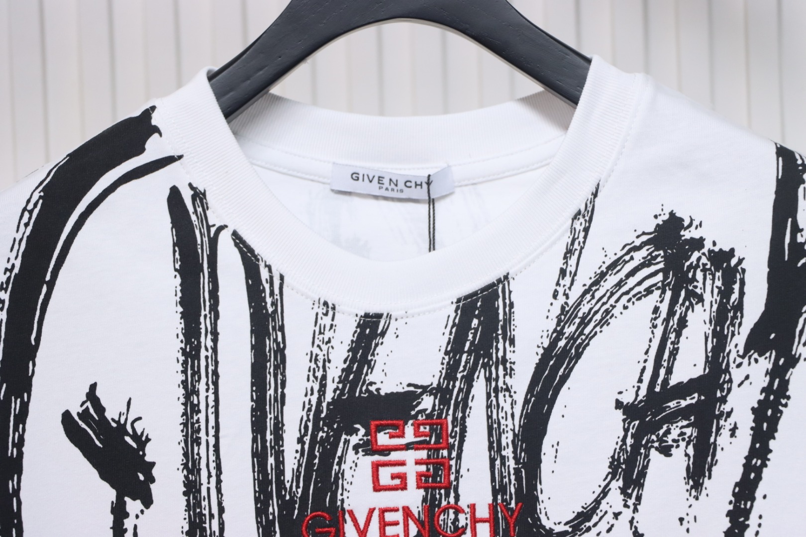 Givenchy Graffiti Letters Embroidered Logo Short Sleeve T-Shirt White