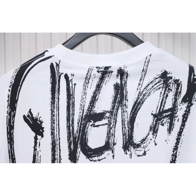 Givenchy Graffiti Letters Embroidered Logo Short Sleeve T-Shirt White