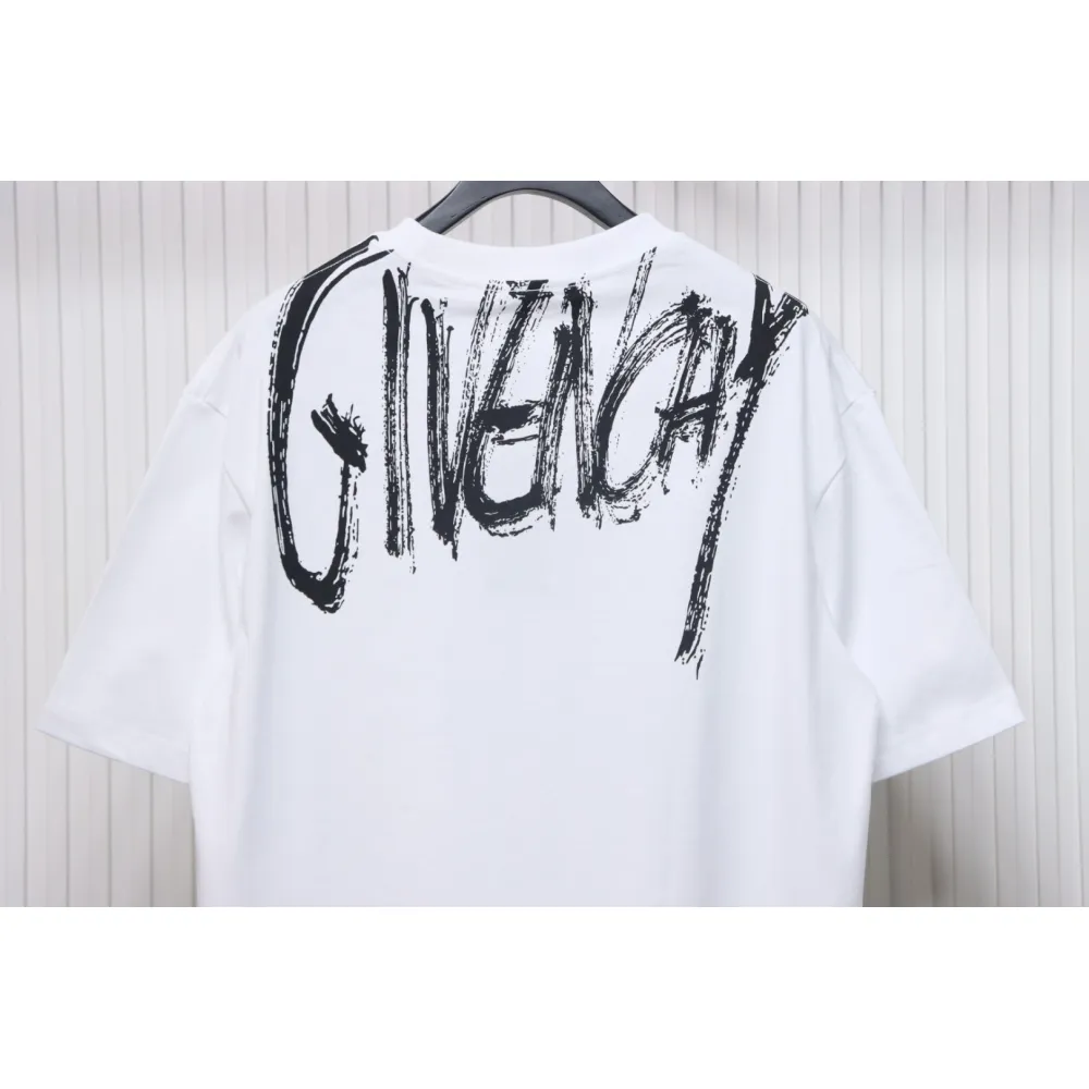 Givenchy Graffiti Letters Embroidered Logo Short Sleeve T-Shirt White