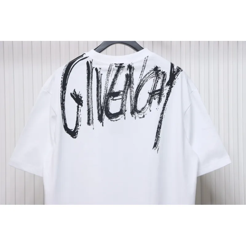 Givenchy Graffiti Letters Embroidered Logo Short Sleeve T-Shirt White