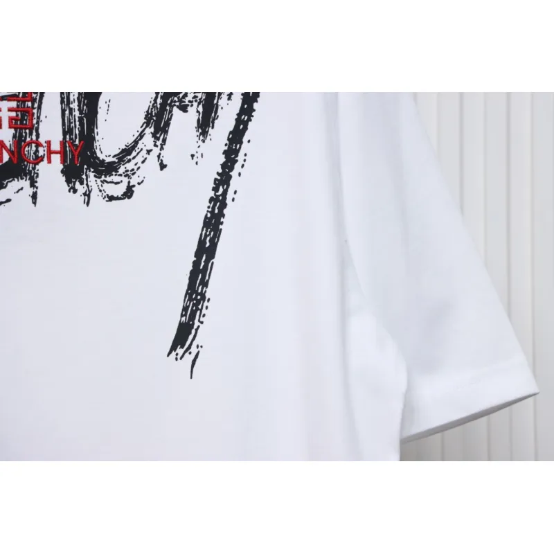 Givenchy Graffiti Letters Embroidered Logo Short Sleeve T-Shirt White