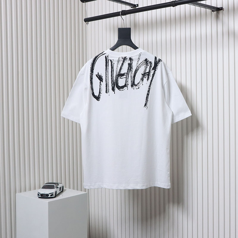 Givenchy Graffiti Letters Embroidered Logo Short Sleeve T-Shirt White