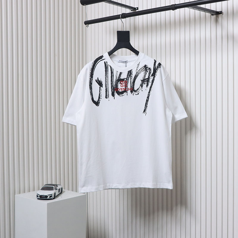 Givenchy Graffiti Letters Embroidered Logo Short Sleeve T-Shirt White