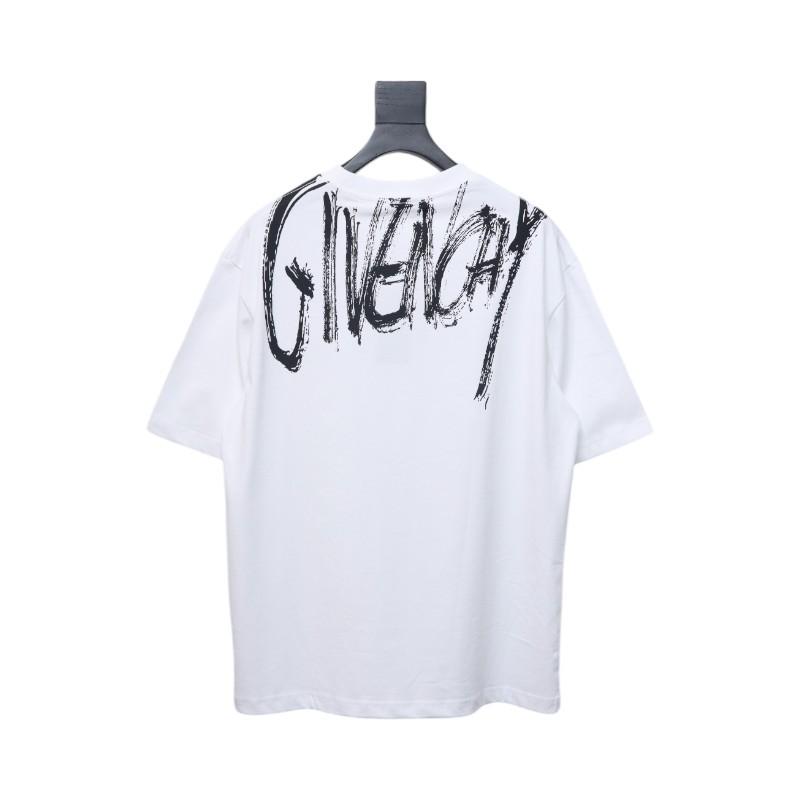 Givenchy Graffiti Letters Embroidered Logo Short Sleeve T-Shirt White