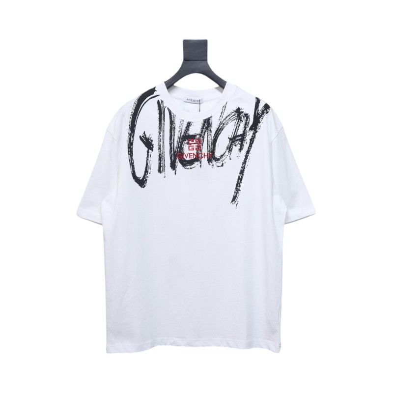 Givenchy Graffiti Letters Embroidered Logo Short Sleeve T-Shirt White