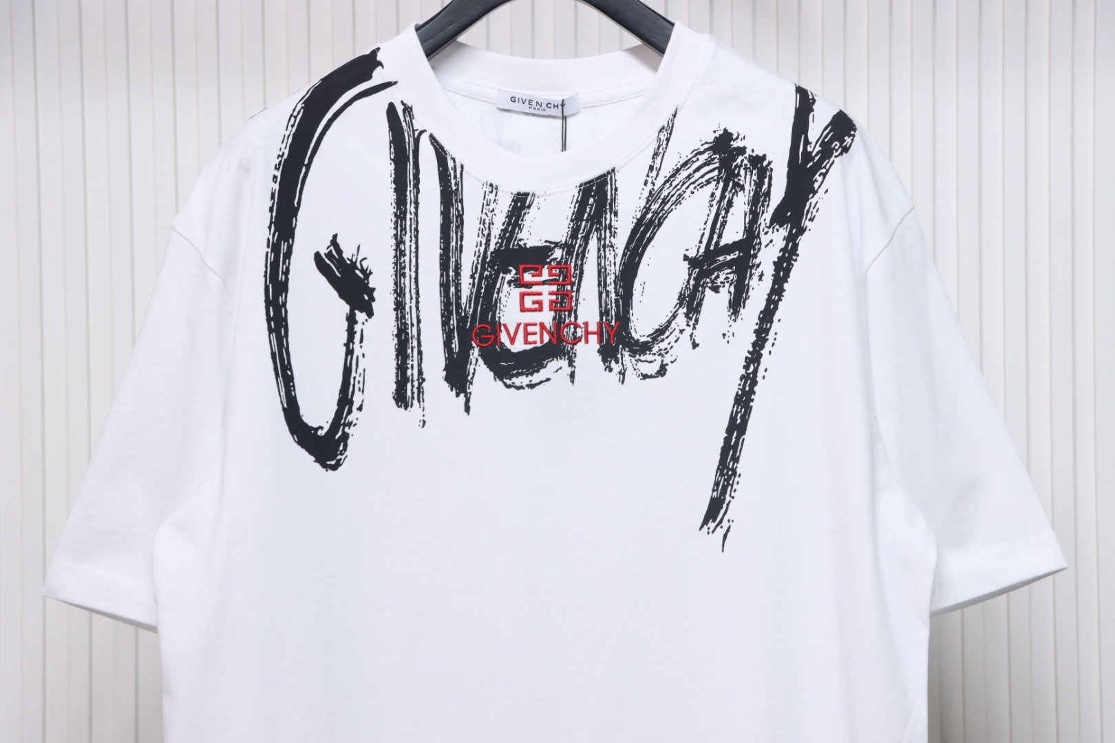 Givenchy Graffiti Letters Embroidered Logo Short Sleeve T-Shirt White