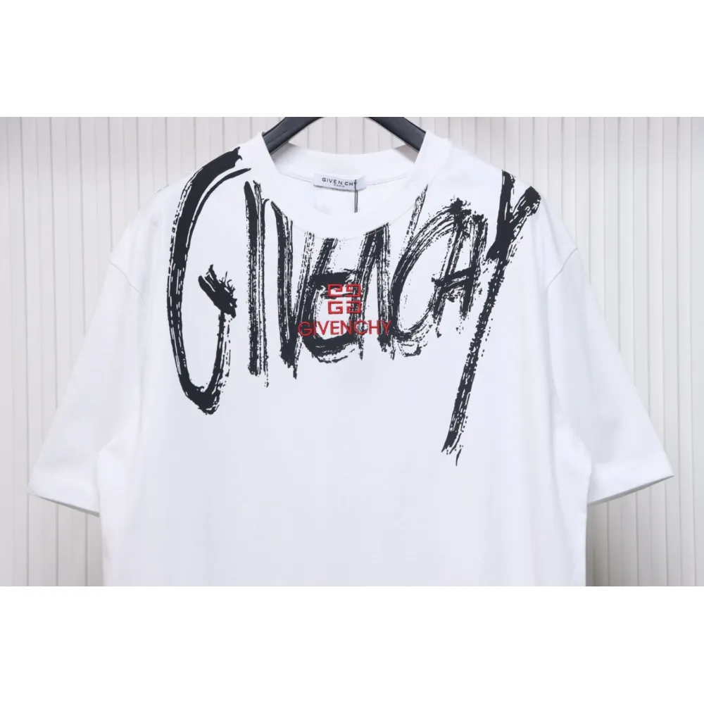 Givenchy Graffiti Letters Embroidered Logo Short Sleeve T-Shirt White