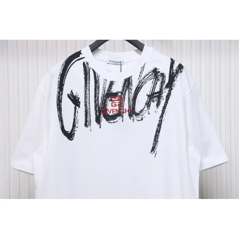 Givenchy Graffiti Letters Embroidered Logo Short Sleeve T-Shirt White
