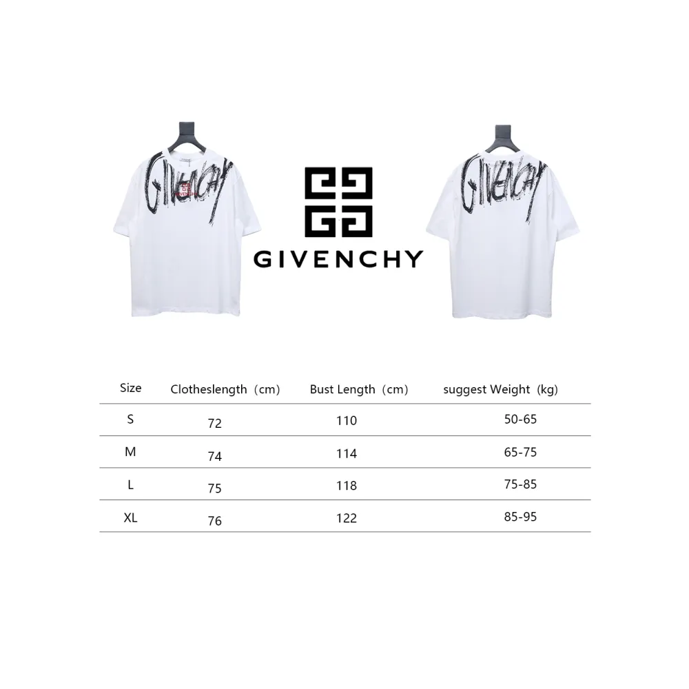 Givenchy Graffiti Letters Embroidered Logo Short Sleeve T-Shirt White