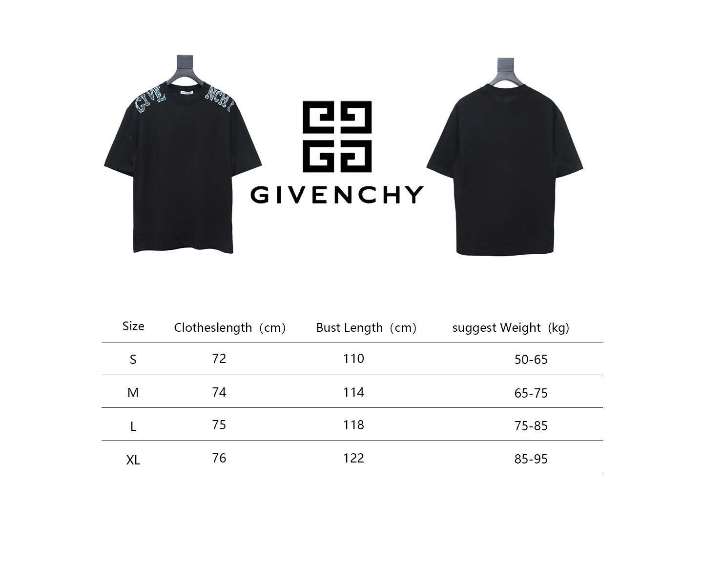 Givenchy Shoulder Hand-Painted Letters Printed Short Sleeve black