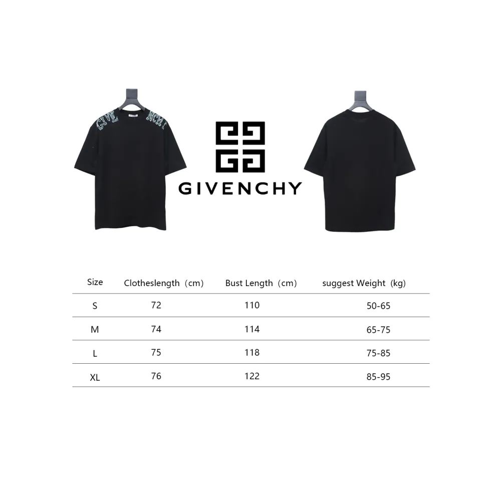 Givenchy Shoulder Hand-Painted Letters Printed Short Sleeve black
