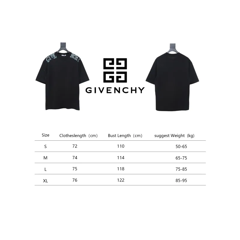Givenchy Shoulder Hand-Painted Letters Printed Short Sleeve black