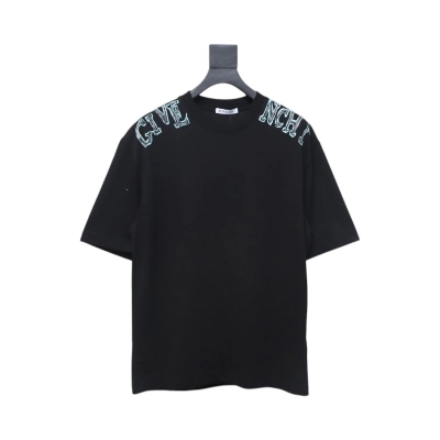 Givenchy Shoulder Hand-Painted Letters Printed Short Sleeve black 01