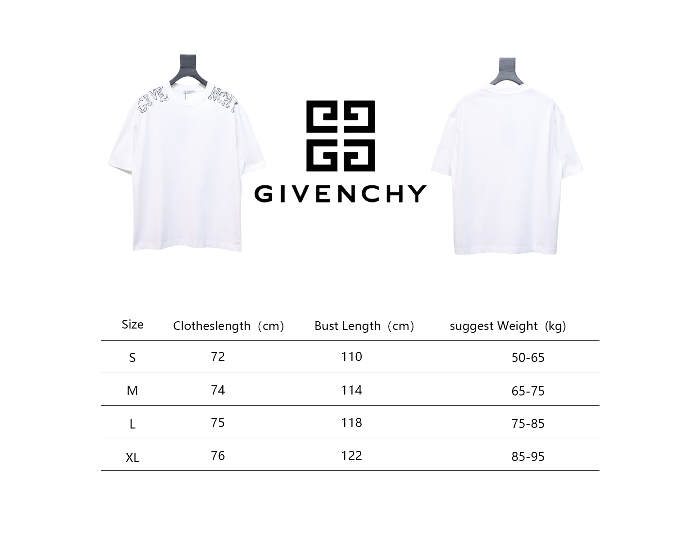Givenchy Shoulder Hand-Painted Letters Printed Short Sleeve White