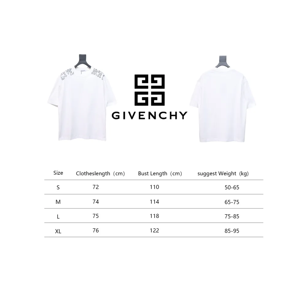 Givenchy Shoulder Hand-Painted Letters Printed Short Sleeve White