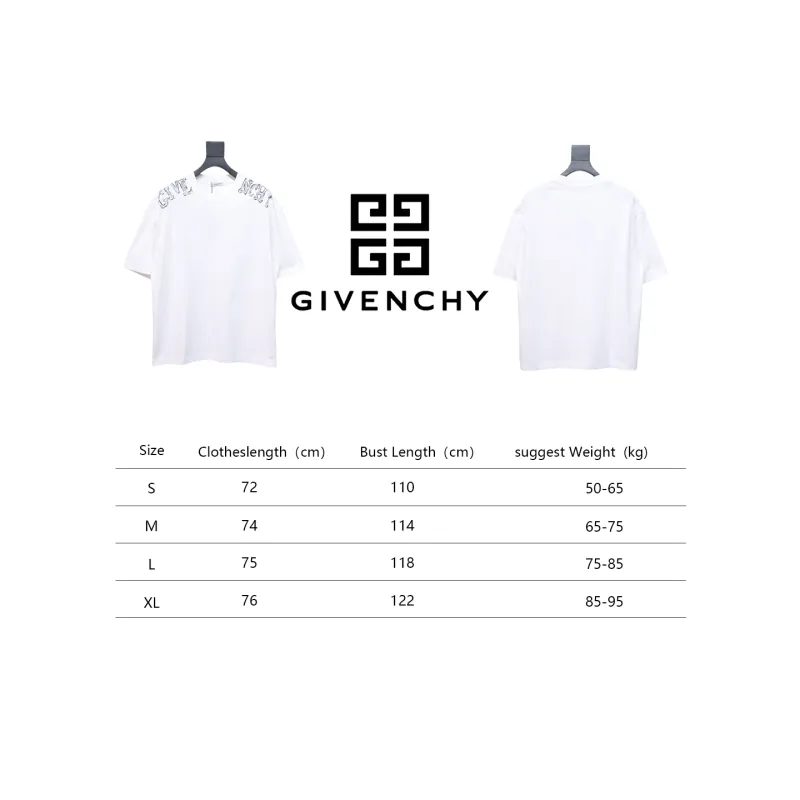Givenchy Shoulder Hand-Painted Letters Printed Short Sleeve White