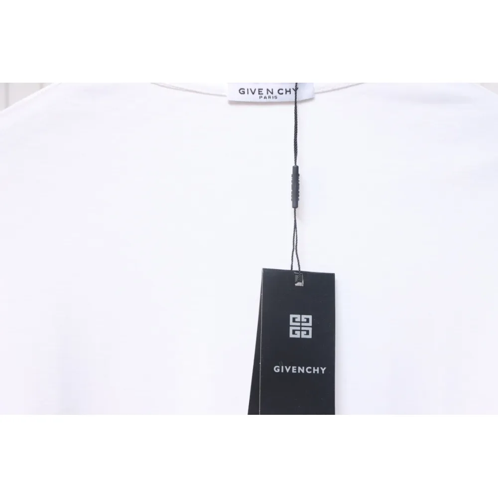 Givenchy Shoulder Hand-Painted Letters Printed Short Sleeve White