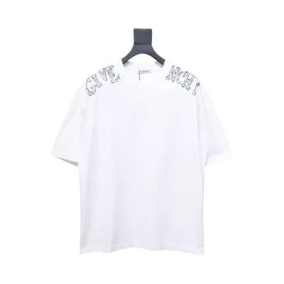Givenchy Shoulder Hand-Painted Letters Printed Short Sleeve White 01