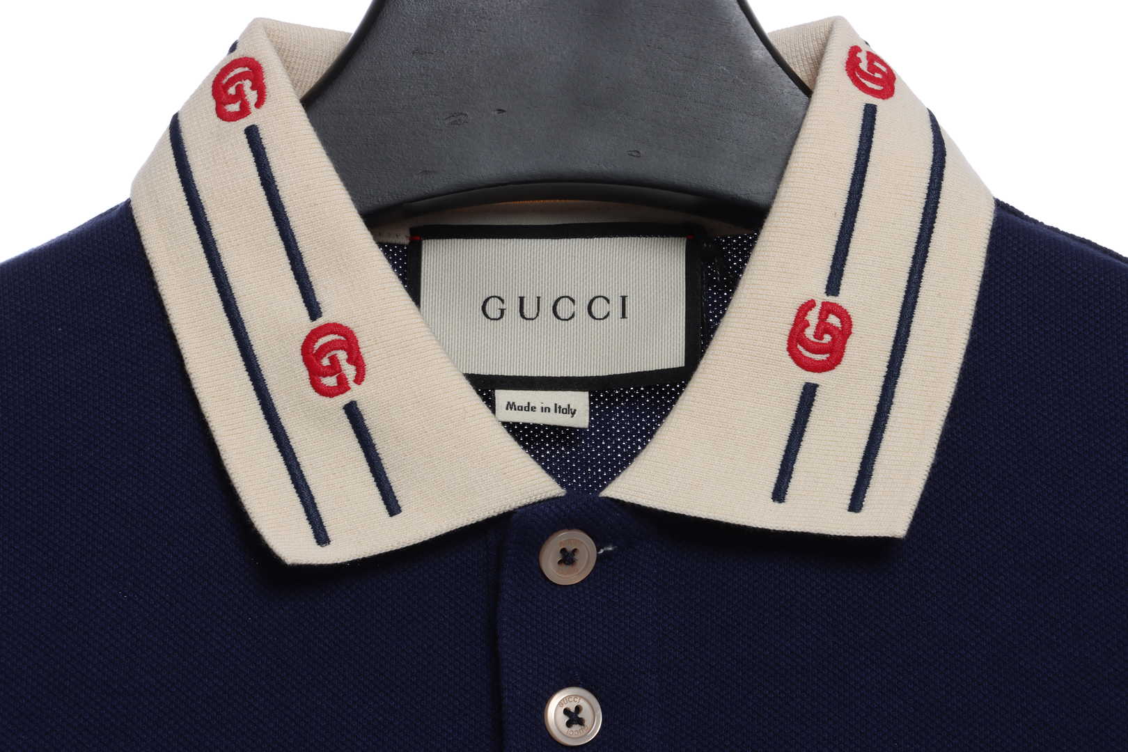 Gucci 21ss colorblock collar embroidered logo Polo shirt short sleeves