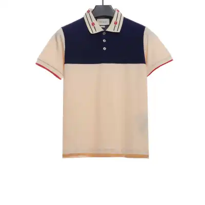 Gucci 21ss colorblock collar embroidered logo Polo shirt short sleeves 01