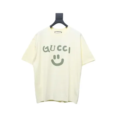 Gucci 22ss Smiley Face Print Short Sleeve Beige 01