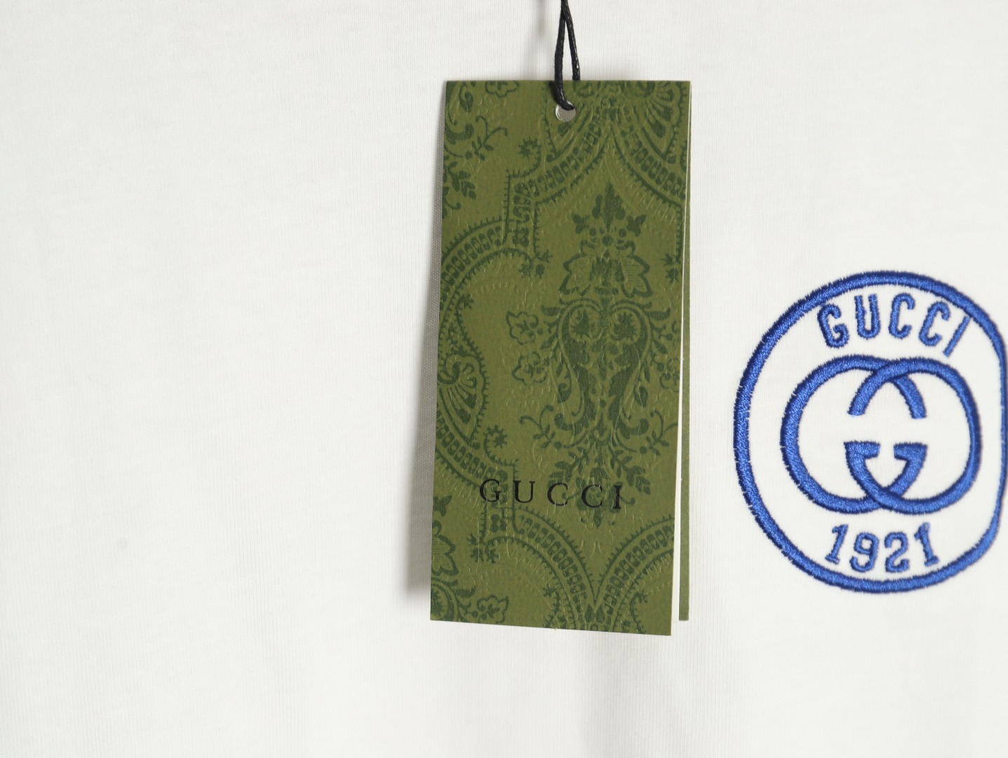 Gucci 23ss 1921 embroidered logo contrast short sleeve White