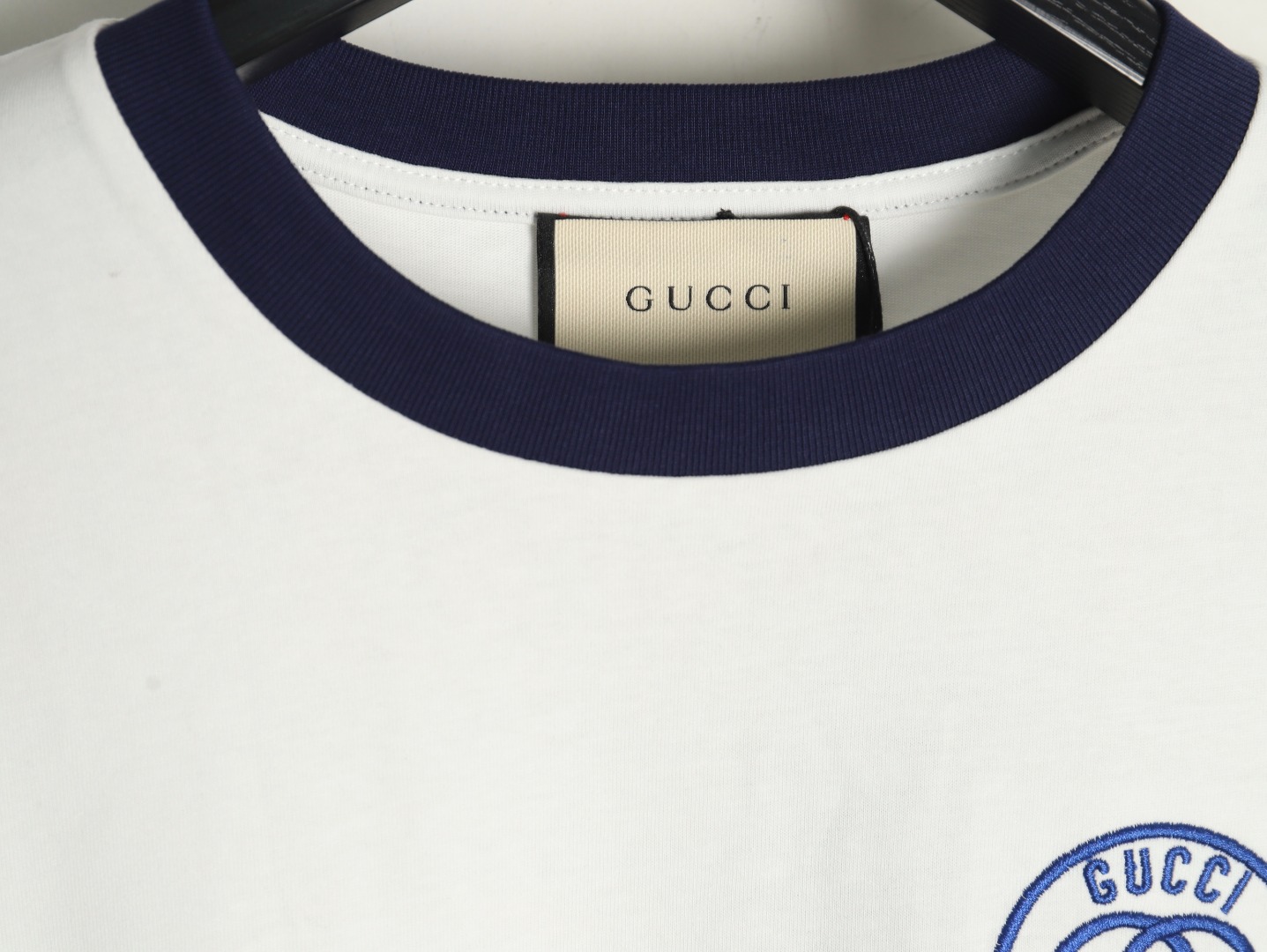 Gucci 23ss 1921 embroidered logo contrast short sleeve White
