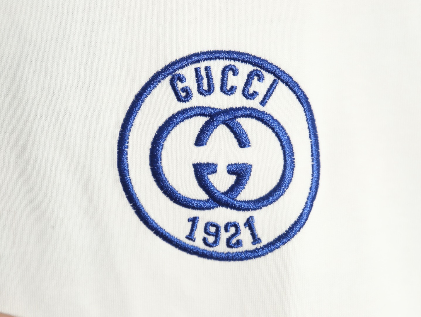 Gucci 23ss 1921 embroidered logo contrast short sleeve White
