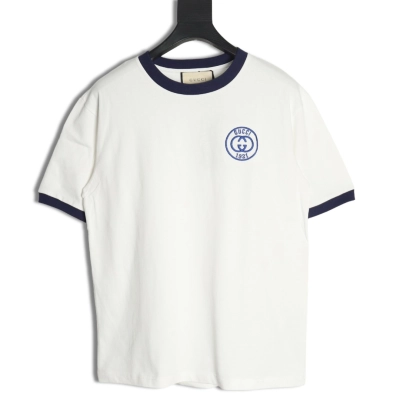 Gucci 23ss 1921 embroidered logo contrast short sleeve White 01