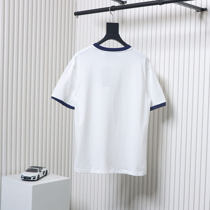 Gucci 23ss 1921 embroidered logo contrast short sleeve White