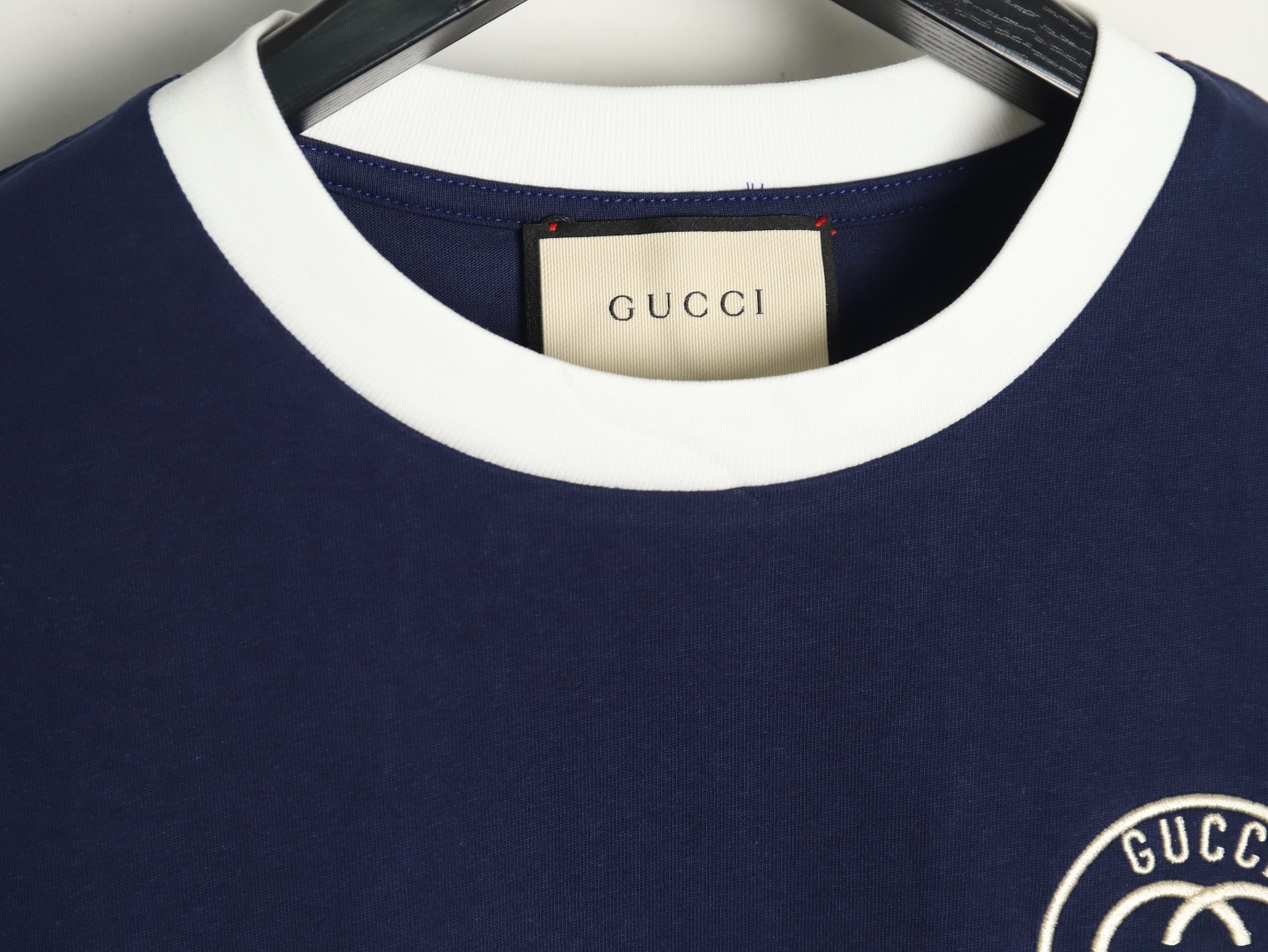 Gucci 23ss 1921 embroidered logo contrast short sleeve Blue
