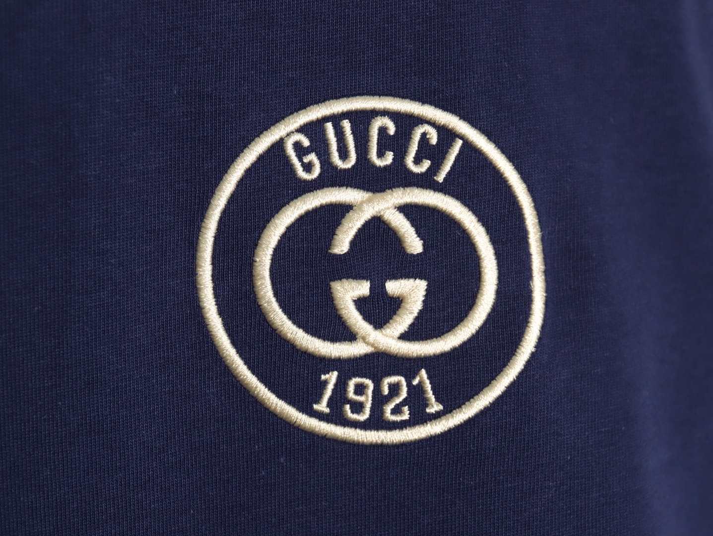 Gucci 23ss 1921 embroidered logo contrast short sleeve Blue