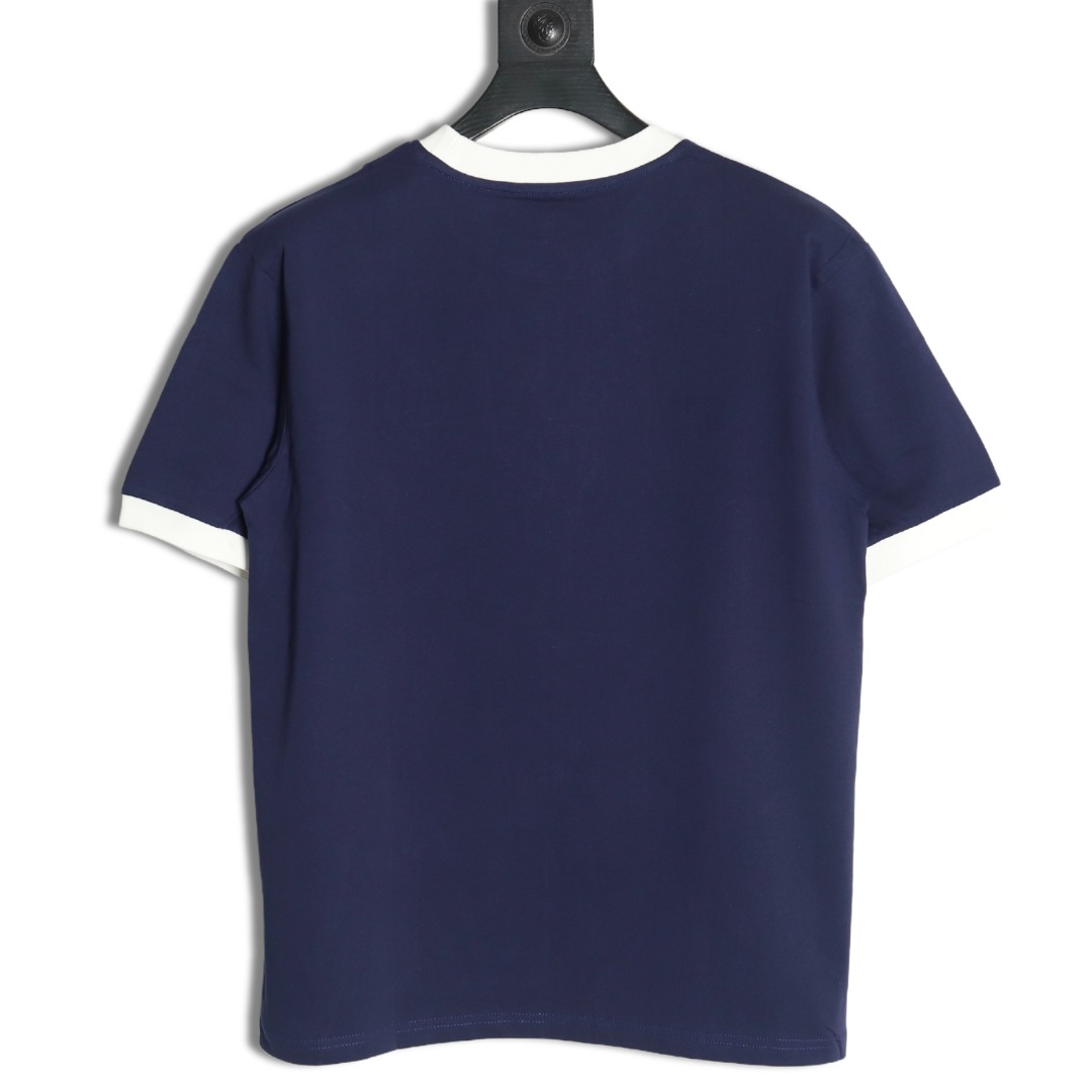 Gucci 23ss 1921 embroidered logo contrast short sleeve Blue