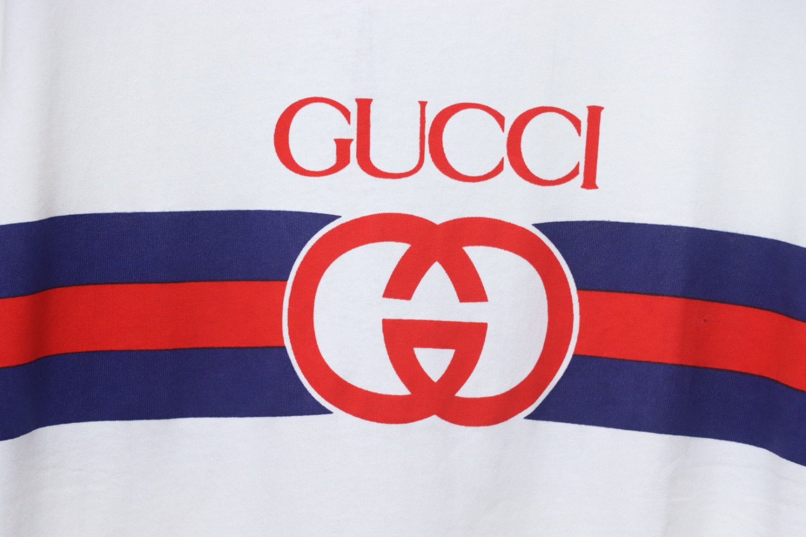 Gucci 23ss Double G interlocking striped short sleeve white