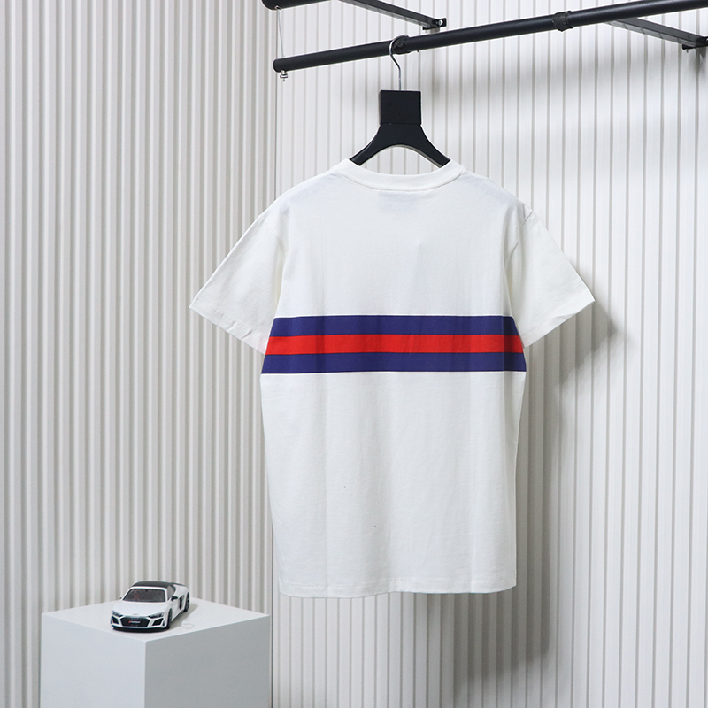 Gucci 23ss Double G interlocking striped short sleeve white