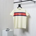 Gucci 23ss Double G interlocking stripes print short sleeves Beige