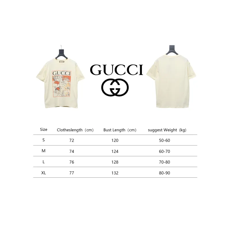 Gucci 24ss cartoon print short sleeves beige