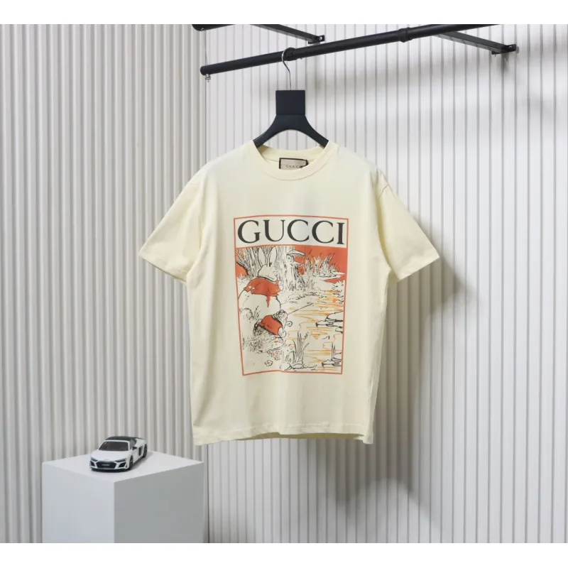 Gucci 24ss cartoon print short sleeves beige