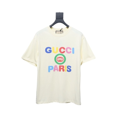 Gucci 24ss colorful letter print short sleeves beige 01