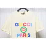 Gucci 24ss colorful letter print short sleeves beige