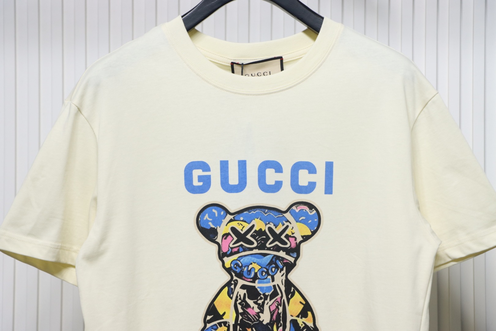 Gucci 24ss Graffiti Bear Print Short Sleeve Beige
