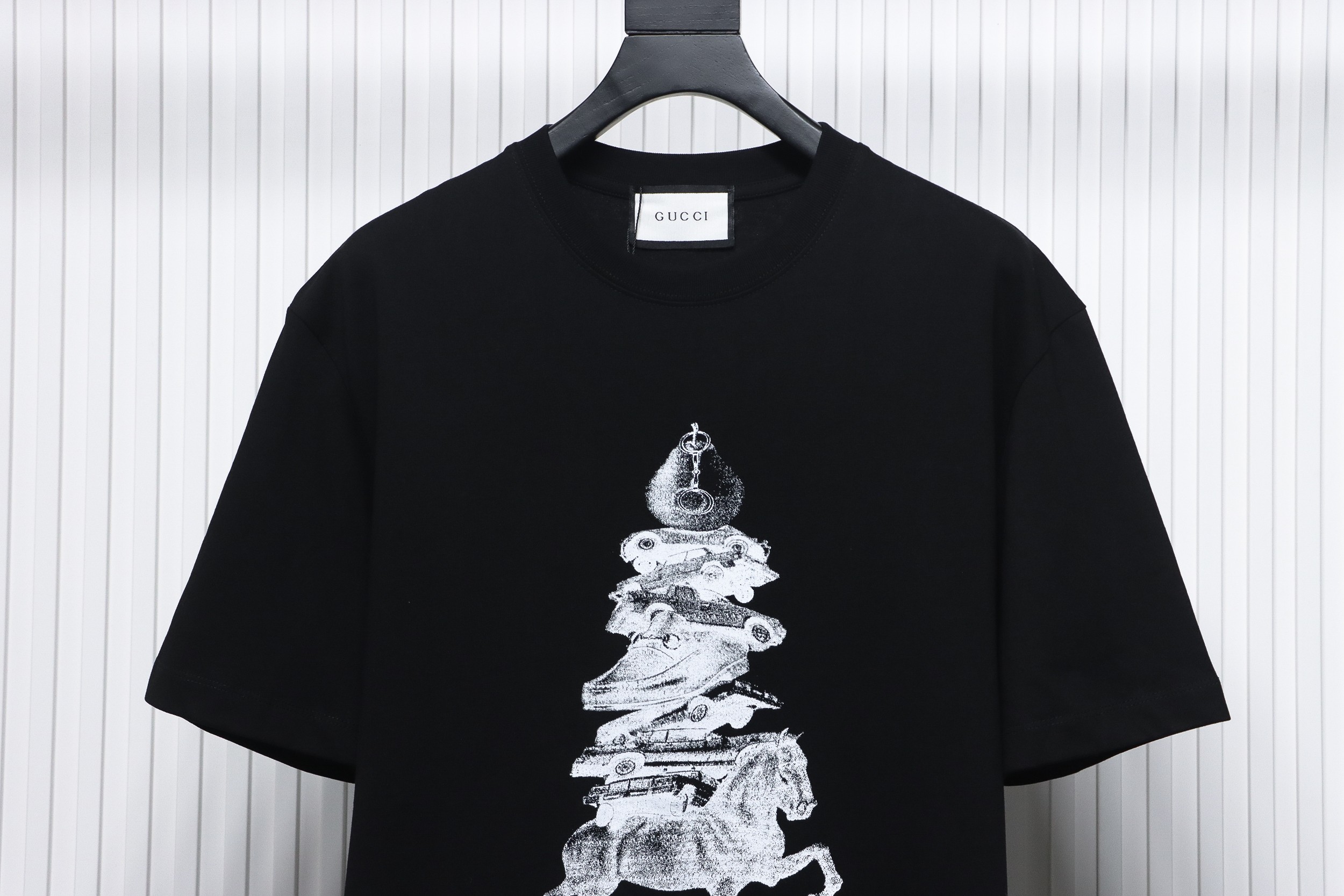 Gucci 24ss Horse Tower Print Short Sleeve Black