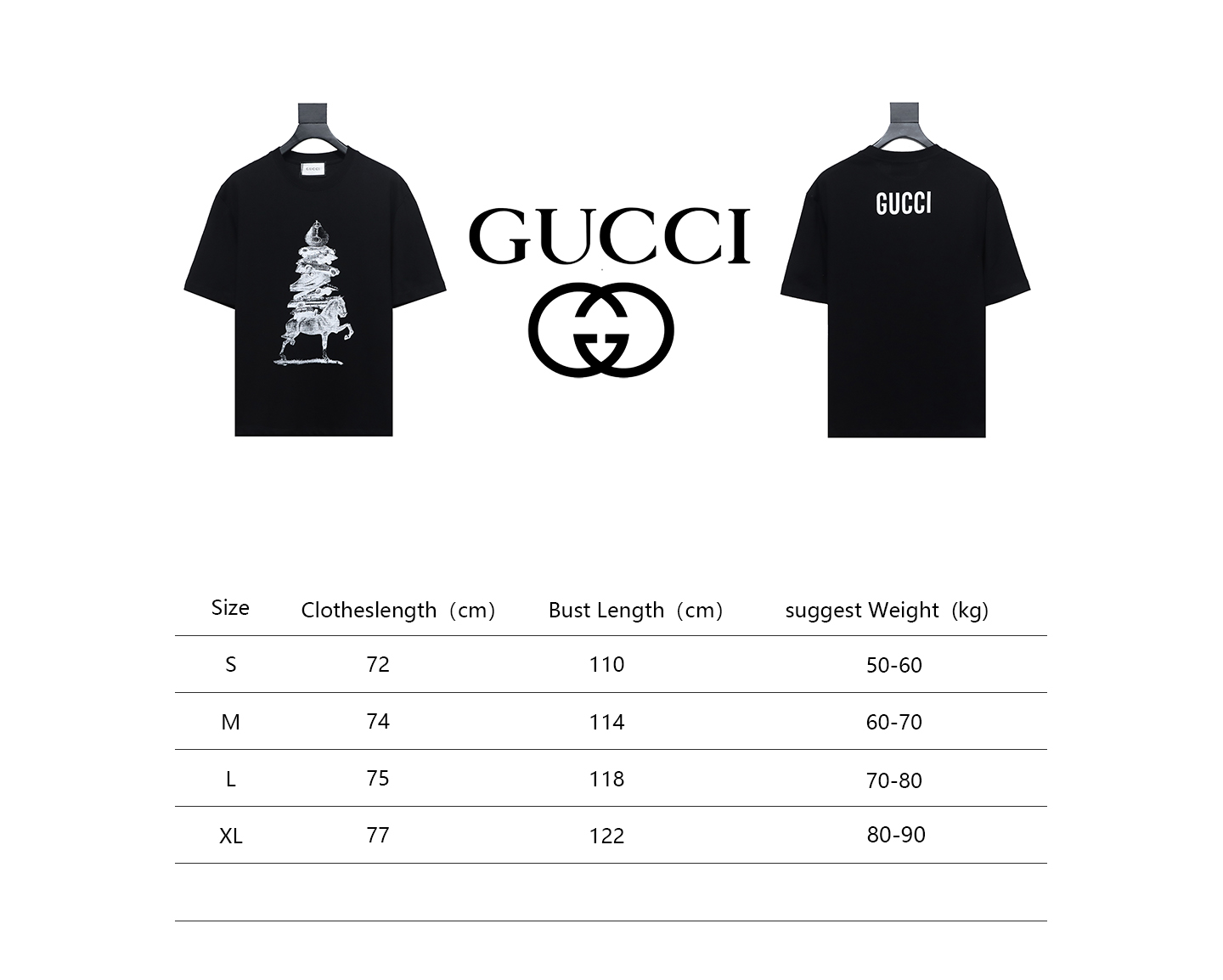 Gucci 24ss Horse Tower Print Short Sleeve Black