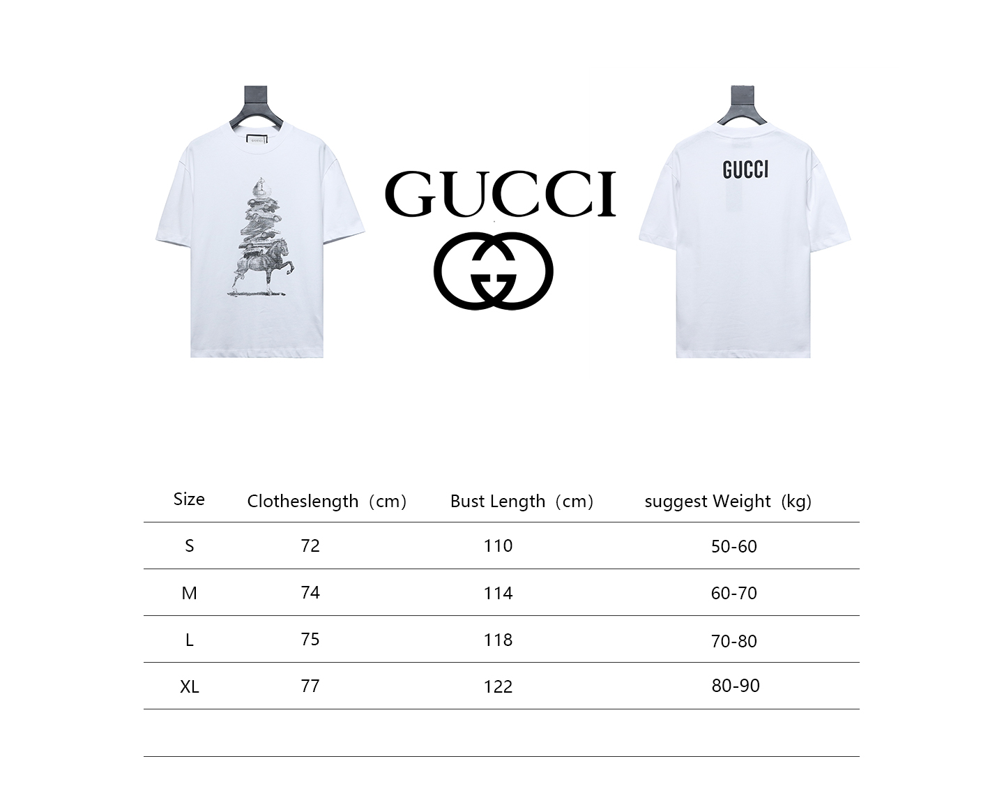 Gucci 24ss Horse Tower Print Short Sleeve White